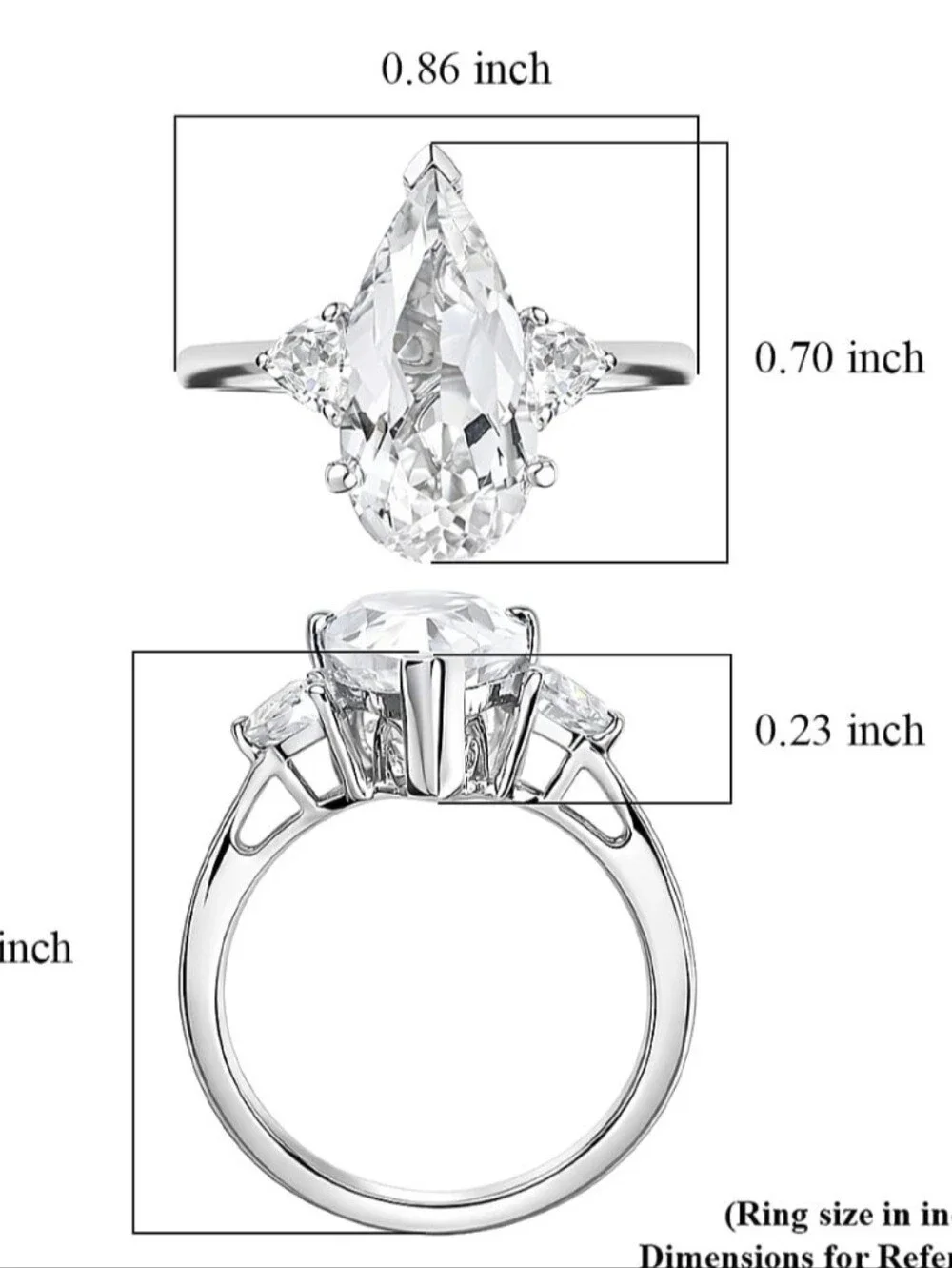 New In Box 6 5ct Genuine White Topaz Ring In Rhodium Over Sterling Silver 9